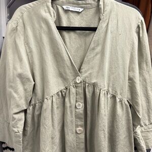 Zara Women's Sage Green Blouse/dress with Buttons